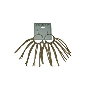 New Bay Studio Fringe Earrings Gold Tone/Khaki Color